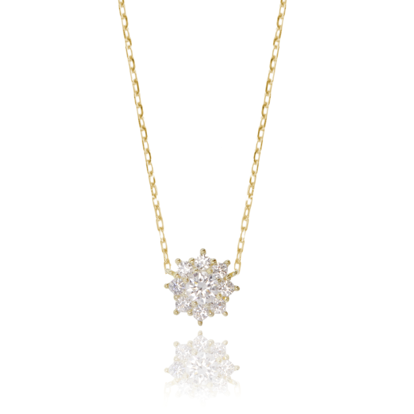 COLLANA FORZATINA CON FIORE PENDENTE MM 12 IN ARGENTO TIT 925‰ E ZIRCONI