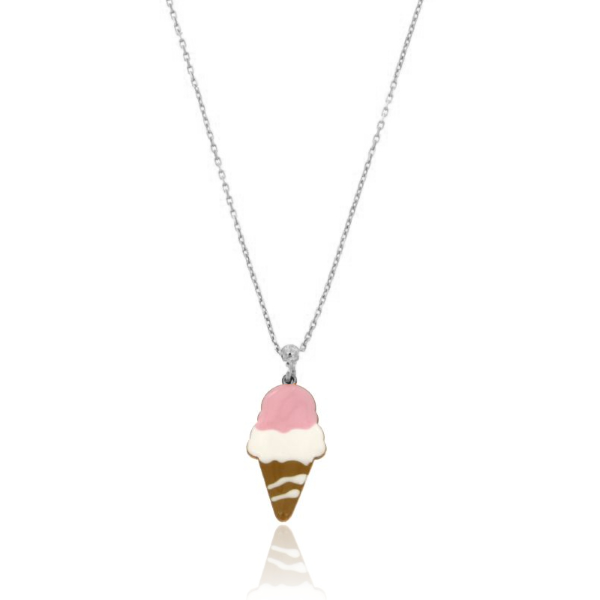 COLLANA FORZATINA CON CONO GELATO SMALTATO PENDENTE IN ARGENTO TIT 925 CM 40-45
