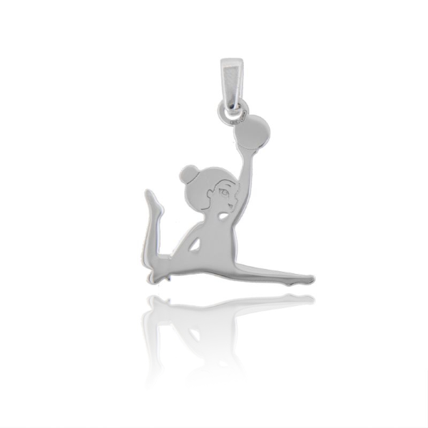 CIONDOLO BALLERINA GINNASTICA ARTISTICA MM 22X19 IN ARGENTO RODIATO TIT 925 E GLITTER