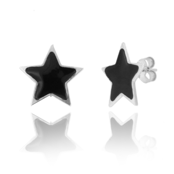 ORECCHINI A LOBO STELLA SMALTATA IN ARGENTO RODIATO TIT 925‰
