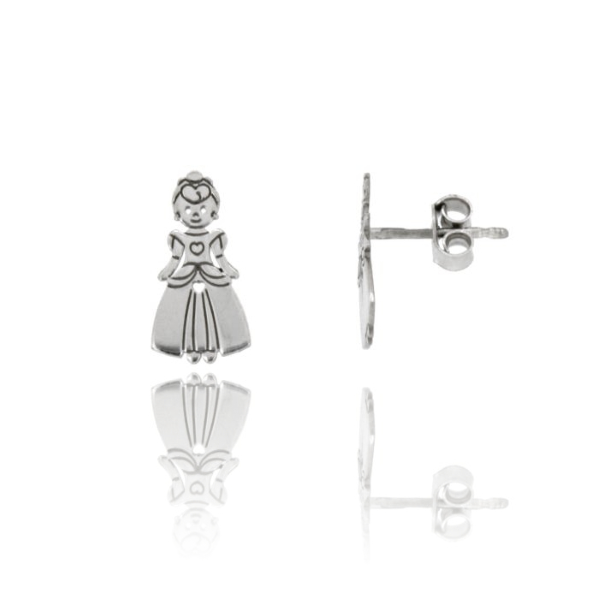 ORECCHINI A LOBO REGINA IN ARGENTO RODIATO TIT 925