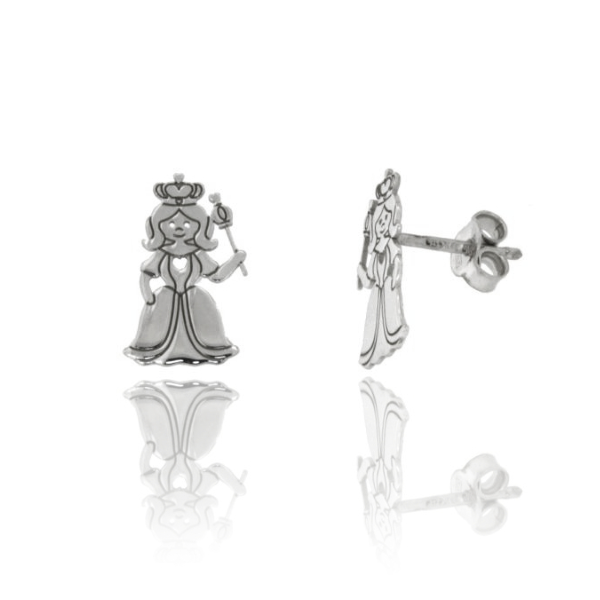 ORECCHINI A LOBO REGINA IN ARGENTO RODIATO TIT 925