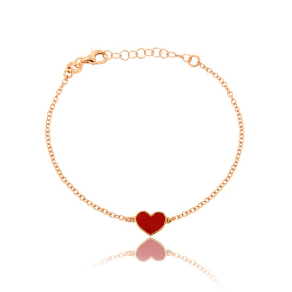 BRACCIALE FORZATINA CON CUORE CENTRALE SMALTATO IN ARGENTO TIT 925 CM 17-20