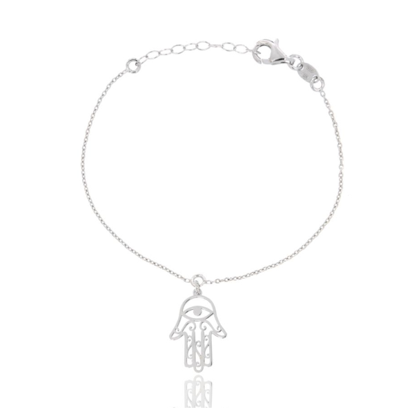 BRACCIALE ROLO' MANO DI FATIMA IN ARGENTO RODIATO TIT 925‰ CM 18-20