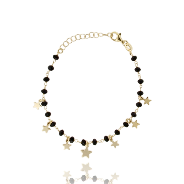 BRACCIALE CON PIETRE E STELLE IN ARGENTO DORATO TIT 925‰ CM 18