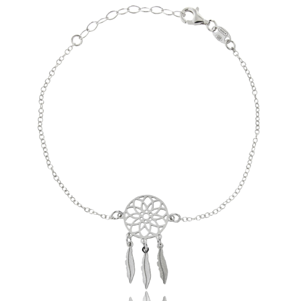 BRACCIALE ROLO CON ACCHIAPPASOGNI CENTRALE IN ARGENTO PLATINATO TIT 925‰  CM 18