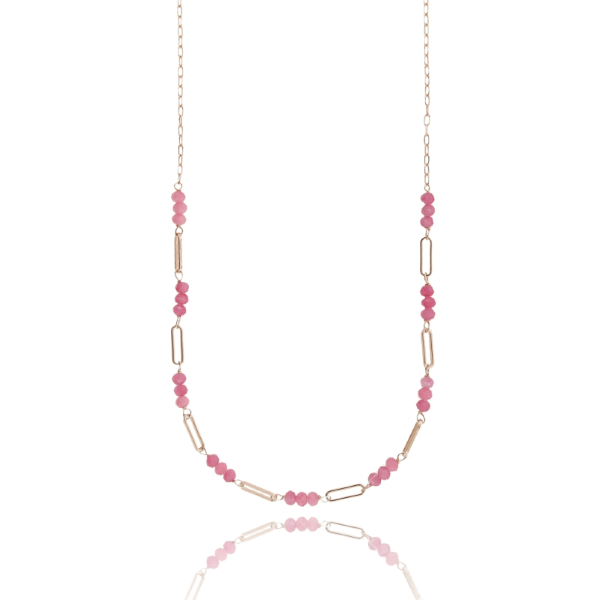 COLLANA CON PIETRE ALTERNATE IN ARGENTO ROSATO TIT 925 CM 38-42