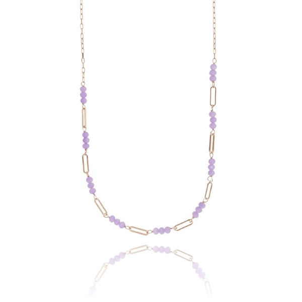 COLLANA CON PIETRE ALTERNATE IN ARGENTO ROSATO TIT 925 CM 38-42