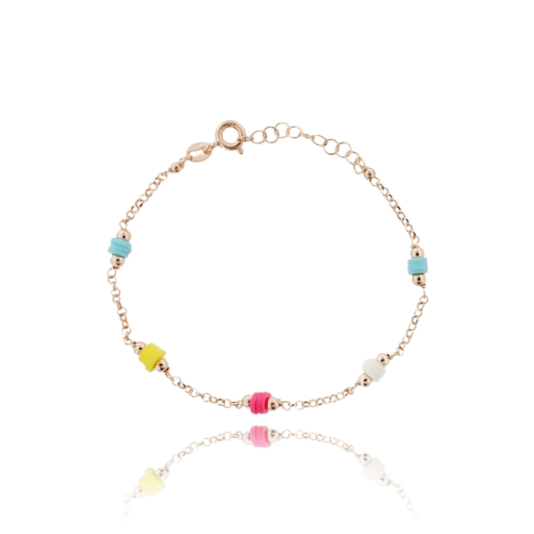 BRACCIALE ROLO' CON SFERE E RESINA IN ARGENTO ROSATO TIT 925 CM 17-19