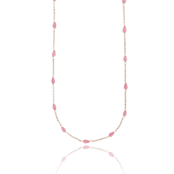 COLLANA ROLO' CON PIETRE ALTERNATE IN ARGENTO ROSATO TIT 925 CM 38-42