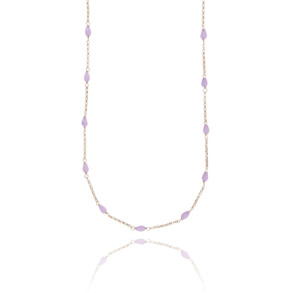 COLLANA ROLO' CON PIETRE ALTERNATE IN ARGENTO ROSATO TIT 925 CM 38-42