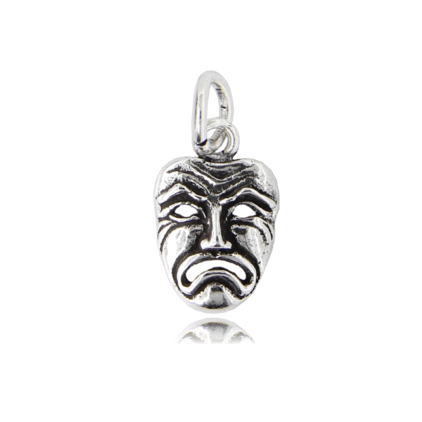 CIONDOLO MASCHERA TEATRO TRISTE MM 20X13 IN ARGENTO BRUNITO TIT 800