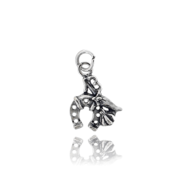 CIONDOLO FERRO DI CAVALLO MM 25X19 IN ARGENTO MICROFUSO BRUNITO TIT 800‰