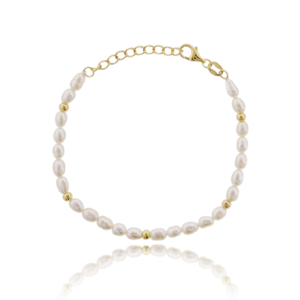 BRACCIALE CON PERLE DI FIUME IN ARGENTO TIT 925, CM 17-19
