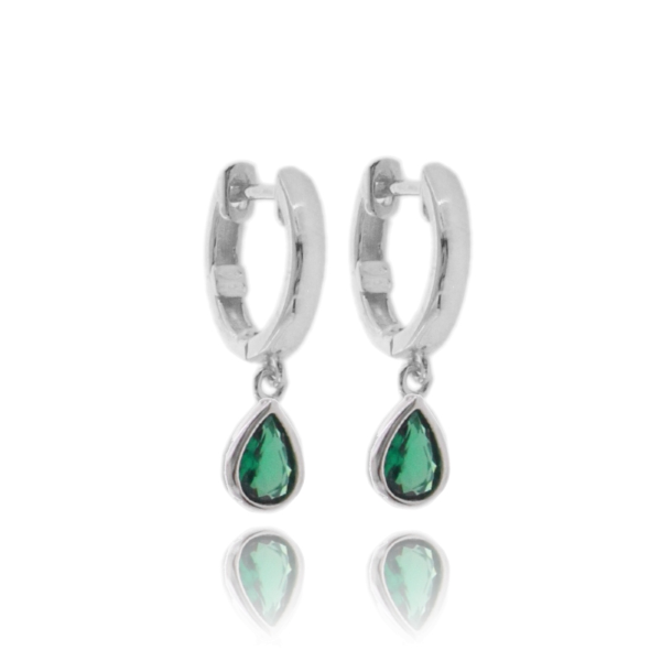 ORECCHINI A CERCHIO CON GOCCIA PENDENTE IN ARGENTO TIT 925 E ZIRCONI
