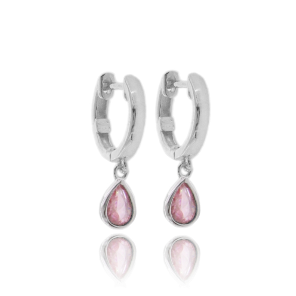 ORECCHINI A CERCHIO CON GOCCIA PENDENTE IN ARGENTO TIT 925 E ZIRCONI