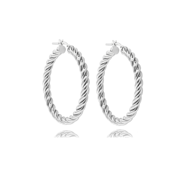 ORECCHINI A CERCHIO CON CANNA TONDA TORCHON MM 3 IN ARGENTO TIT 925‰