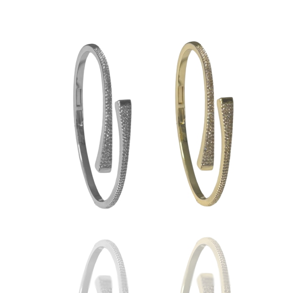 BRACCIALE CONTRARIE CON ZIRCONI IN OTTORE 