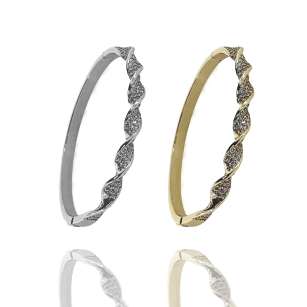 BRACCIALE RIGIDO CON ZIRCONI IN OTTORE 