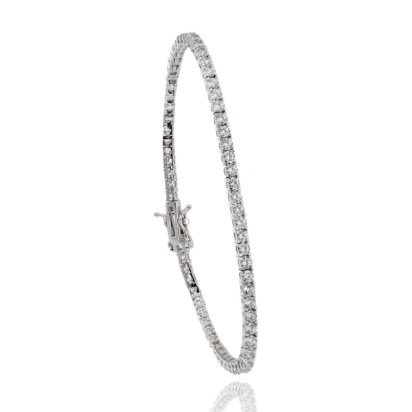 BRACCIALE TENNIS 4 GRIFFE CON ZIRCONI BIANCHI IN BRONZO