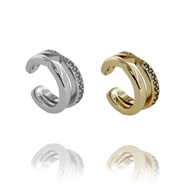 ORECCHINI EAR-CUFF IN OTTONE E ZIRCONI