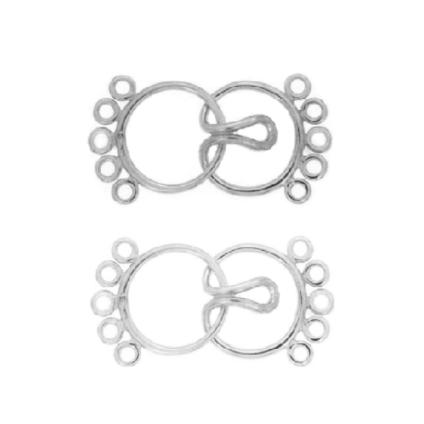 CHIUSURA A FILO TONDA MM 15 A UNCINO A 5 FILI IN ARGENTO TIT 925