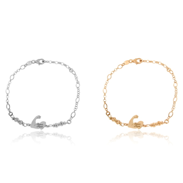 BRACCIALE CON BRACCIO FORZUTO MM 17X17 CON INCISO SUPER PAPA' IN ARGENTO TIT 925 CM 18-21
