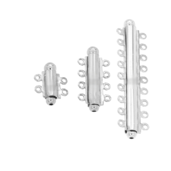 CHIUSURA COASSIALE LISCIA PORTAFILO IN ARGENTO RODIATO TIT 925