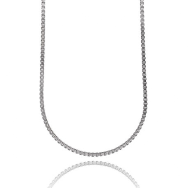 COLLANA MAGLIA VEMAN QUADRATA MM 3,5X3,5 IN ARGENTO RODIATO TIT 925 