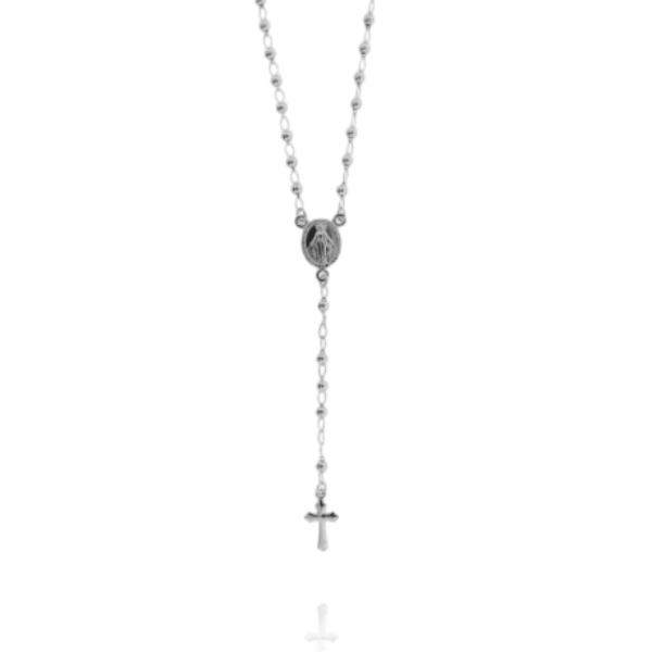 COLLANA ROSARIO Y CON SFERE IN ARGENTO TIT 925