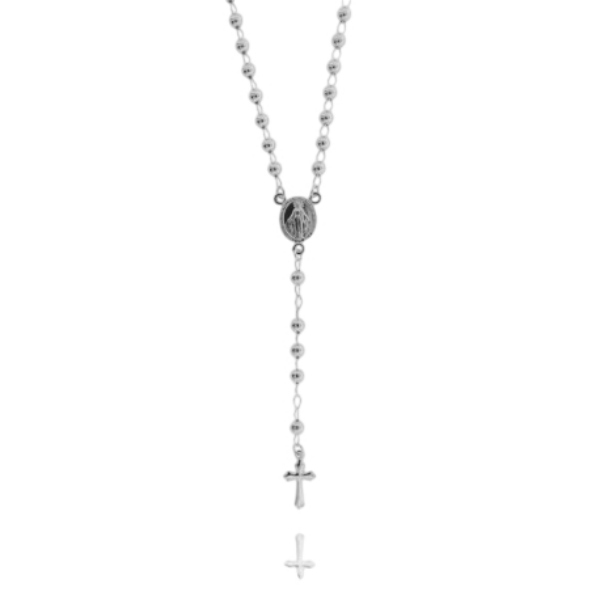 COLLANA ROSARIO Y CON SFERE IN ARGENTO TIT 925