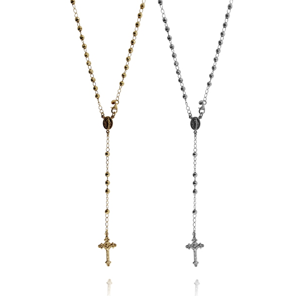 COLLANA ROSARIO CM 45 A Y MM 4 CON PALLINA FACCETTATA IN ARGENTO 925