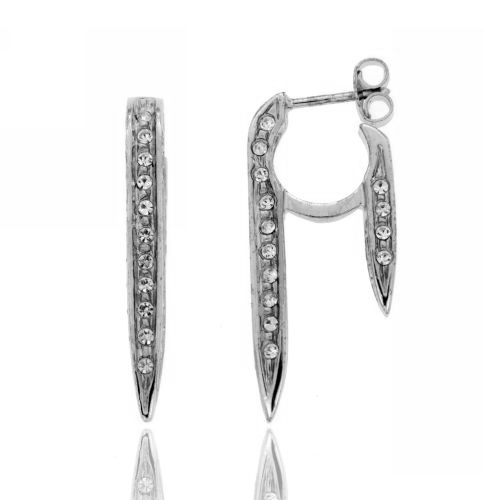 ORECCHINI FIAMMIFERO IN ARGENTO RODIATO TIT 925‰ E STRASS