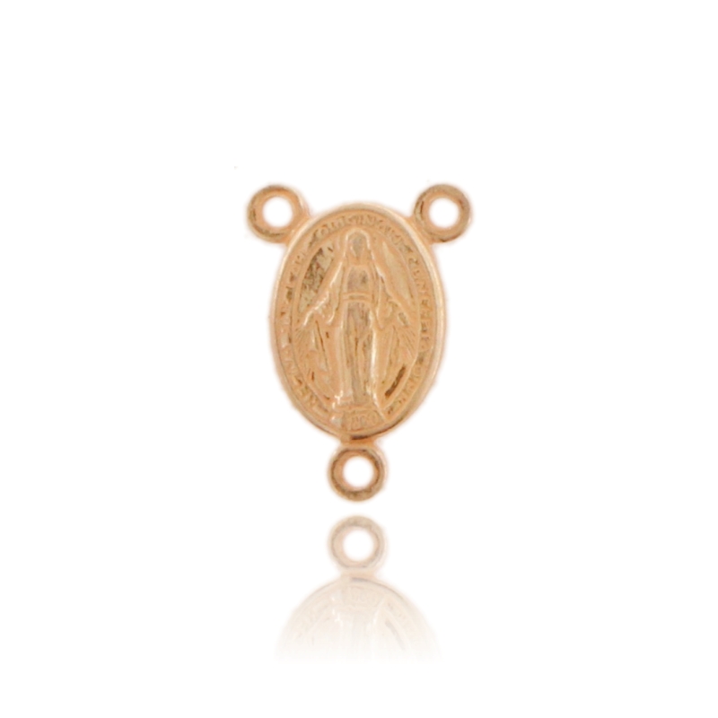 MADONNINA MIRACOLOSA OVALE MM 11X08 A TRAMEZZO CON 3 MAGLINE SALDATE PZ 5 IN ARGENTO TIT 925‰