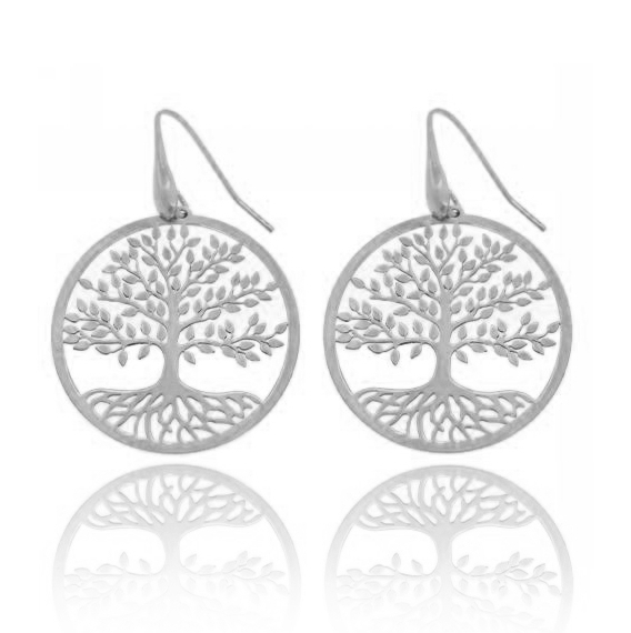 ORECCHINI PENDENTI ALBERO DELLA VITA MM 34 IN ARGENTO TIT 925