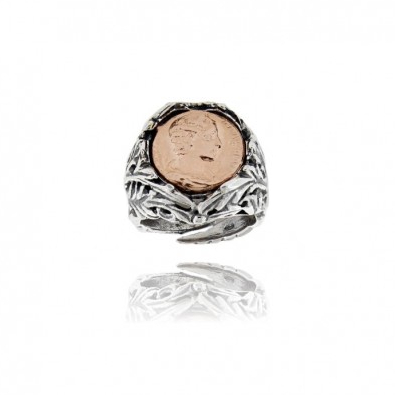 ANELLO ALLORO CON MONETA MM 15 IN ARGENTO TIT 925 MISURA REGOLABILE