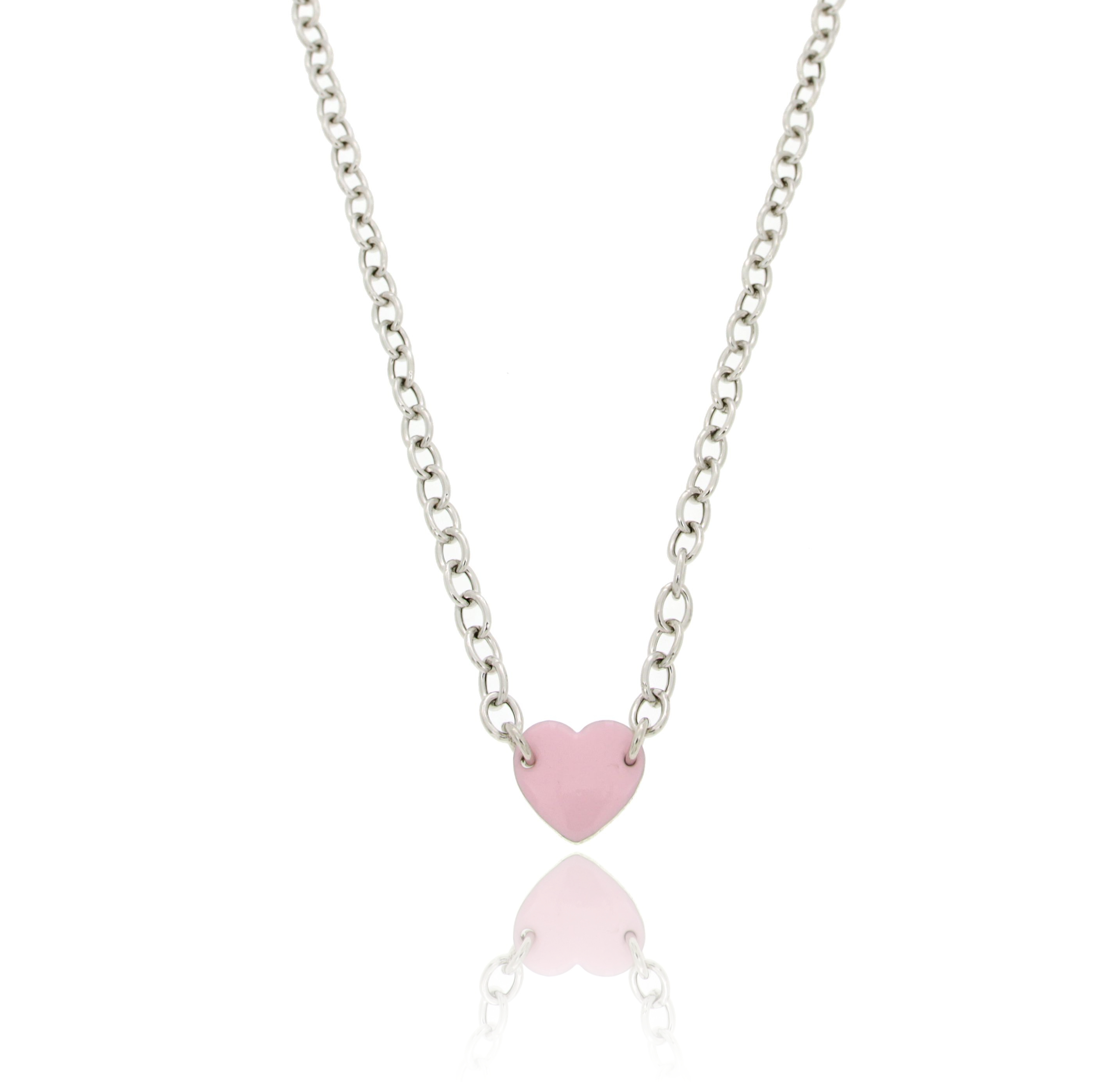 COLLANA FORZATINA CON CENTRALE A CUORE MM 13X14 CON SMALO IN ARGENTO RODIATO TIT 925 CM 42