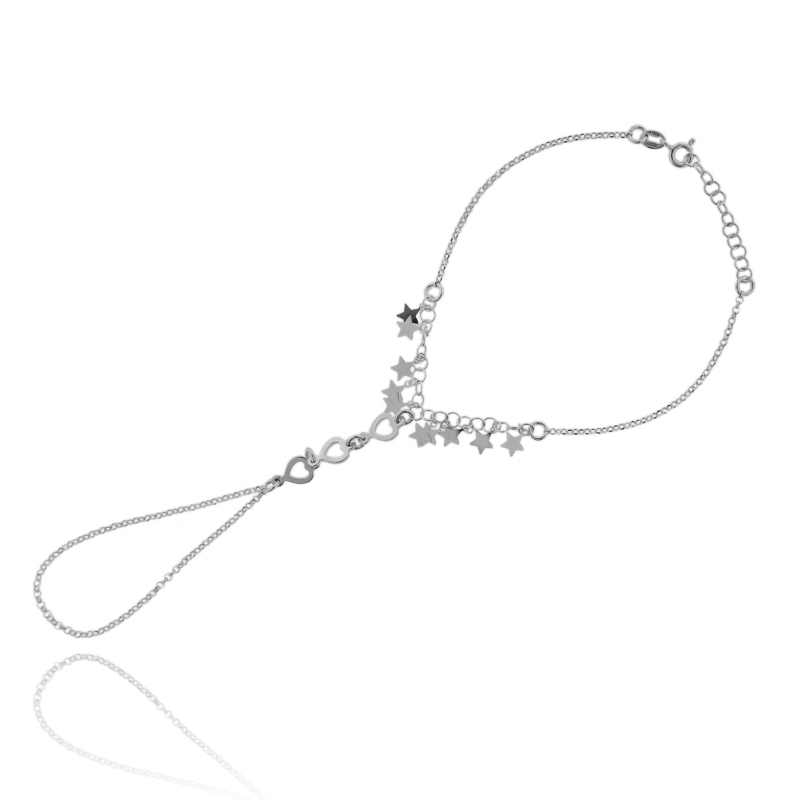 BRACCIALE BACIAMANO ROLO' CON STELLE E CUORI IN ARGENTO TIT 925