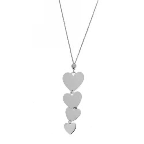 CATENINA FORZATINA CON PENDENTE 4 CUORI DEGRADE' IN ARGENTO TIT 925‰ CM 45-50