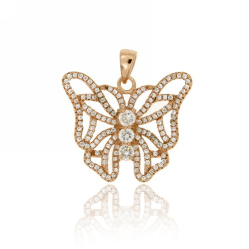 CIONDOLO FARFALLA MM 24X27 E ZIRCONI IN ARGENTO TIT 925