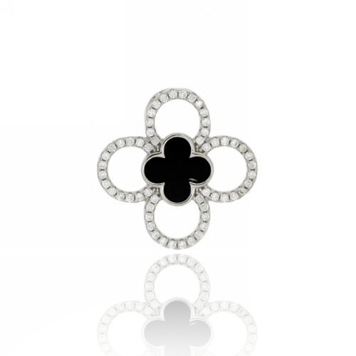 CIONDOLO FIORE MM 23X23 IN ARGENTO RODIATO TIT 925 ZIRCONE E PIETRA