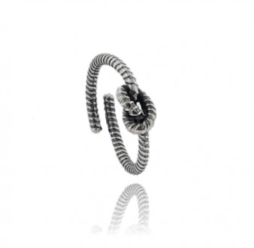 ANELLO NODO A CANNA RITORTA IN ARGENTO TIT 925‰ MISURA REGOLABILE