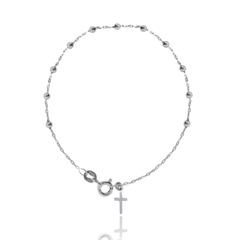 BRACCIALE ROSARIO FORZATINA CON SFERE IN ARGENTO TIT 925