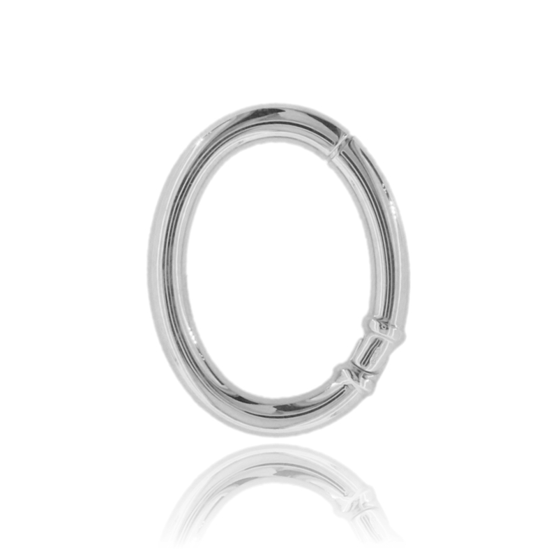 CHIUSURA A SCOMPARSA OVALE DIAM. INTERNO MM 30X22 A CANNA TONDA MM 5 IN ARGENTO TIT 925