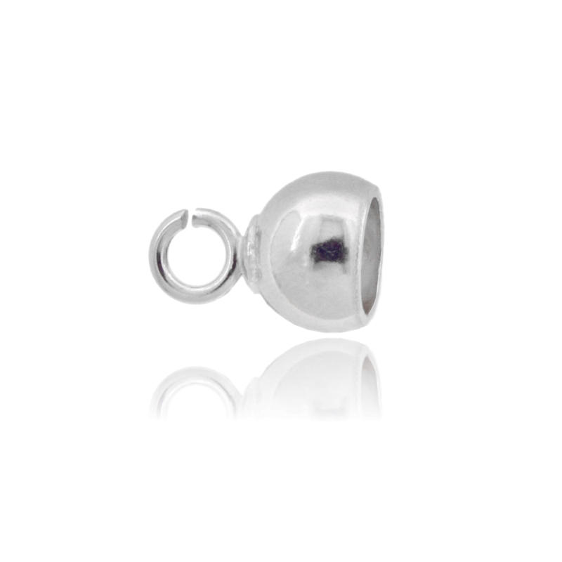 CAPOCORDA TONDO CON MAGLINA APERTA MM 7 PZ 2 IN ARGENTO RODIATO TIT 925