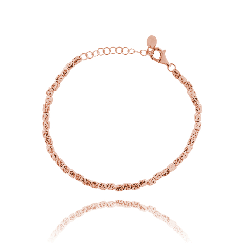 BRACCIALE CON PEPITE DIAMANTATE IN ARGENTO TIT 925 CM 17-19