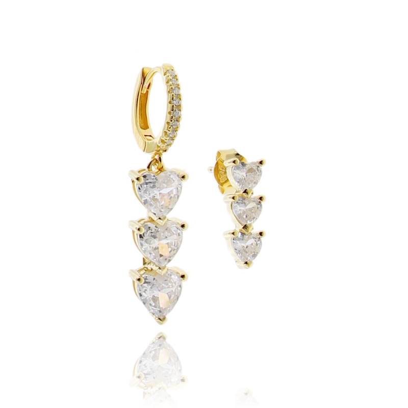 ORECCHINI CON CUORI DI ZIRCONI IN ARGENTO TIT 925