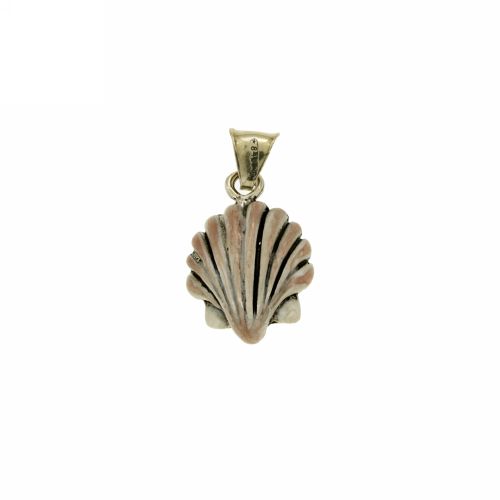 CIONDOLO CONCHIGLIA MM 25X18 IN AG MICROFUSO BRUNITO TIT 800‰ E SMALTO