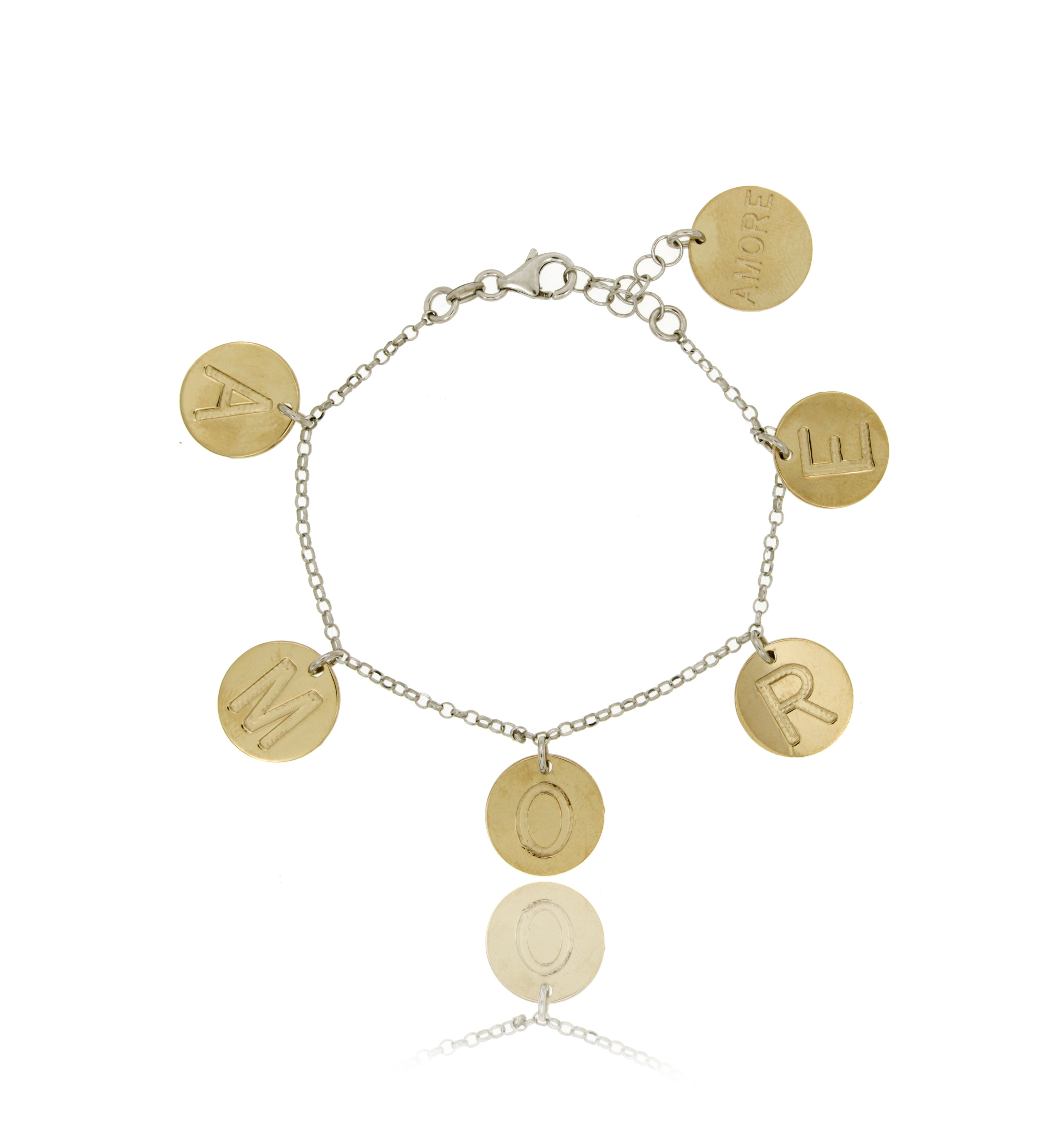 BRACCIALE ROLO' AMORE CM 19 IN ARGENTO PLACCATO ORO E RODIO TIT 925‰