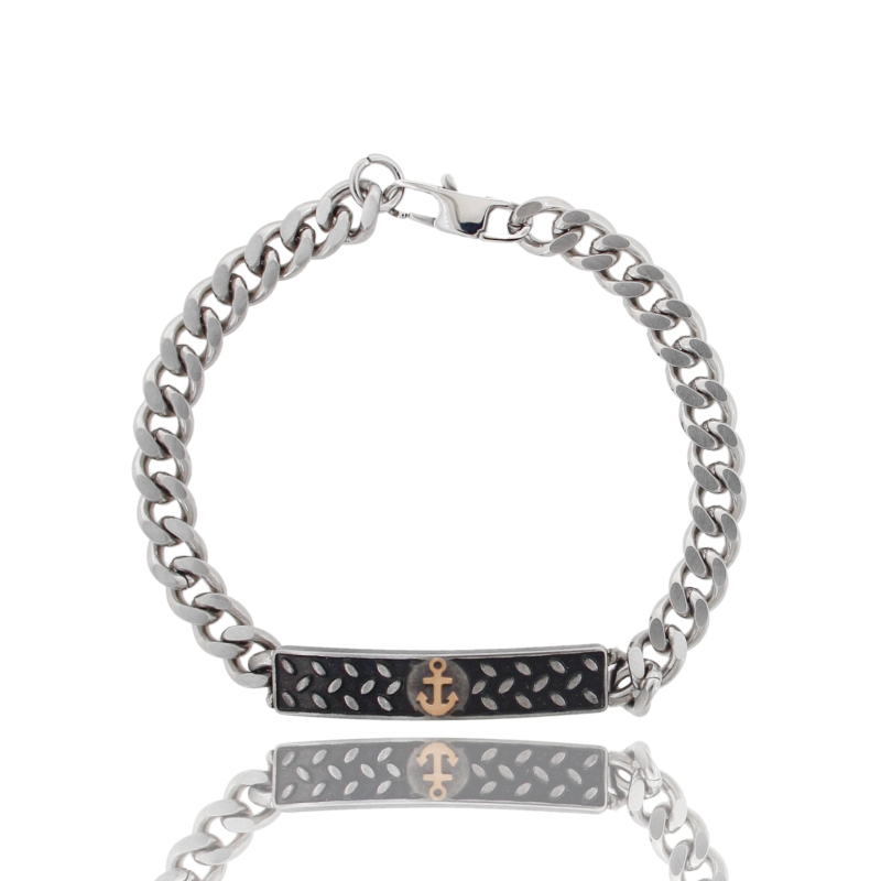 BRACCIALE GRUMETTA CON TARGA IN ACCIAIO CM 21